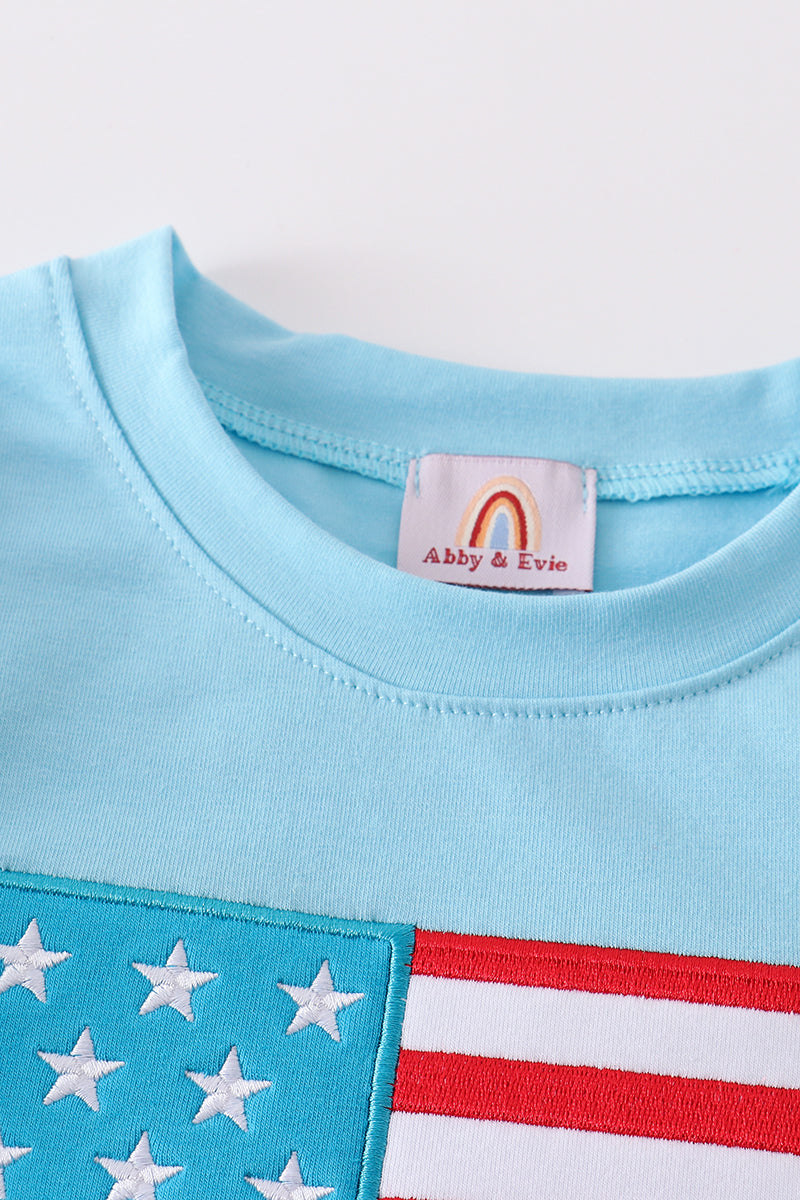 Patriotic Flag Applique Boy Shirt