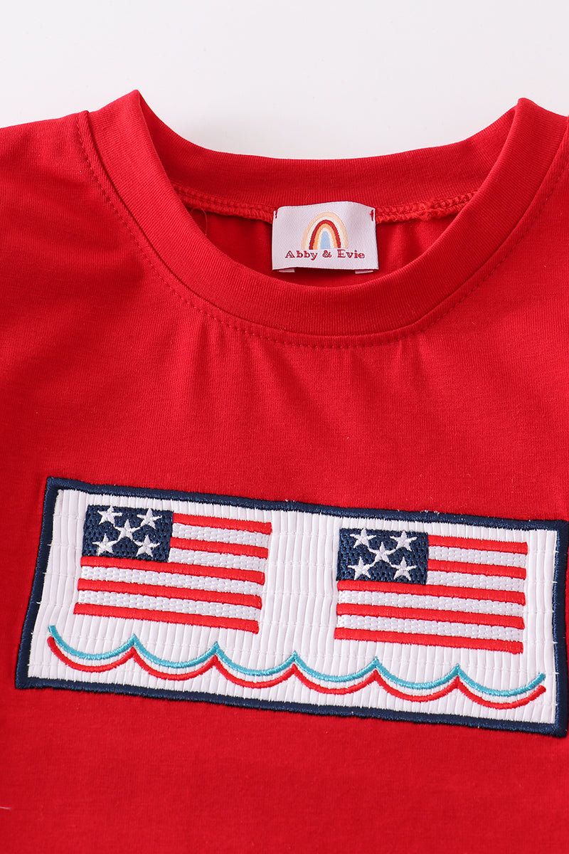 Patriotic Flag Boy Smocked Shirt
