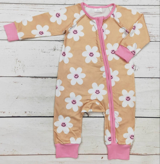 Baby Smiley Flower Zip Sleeper: