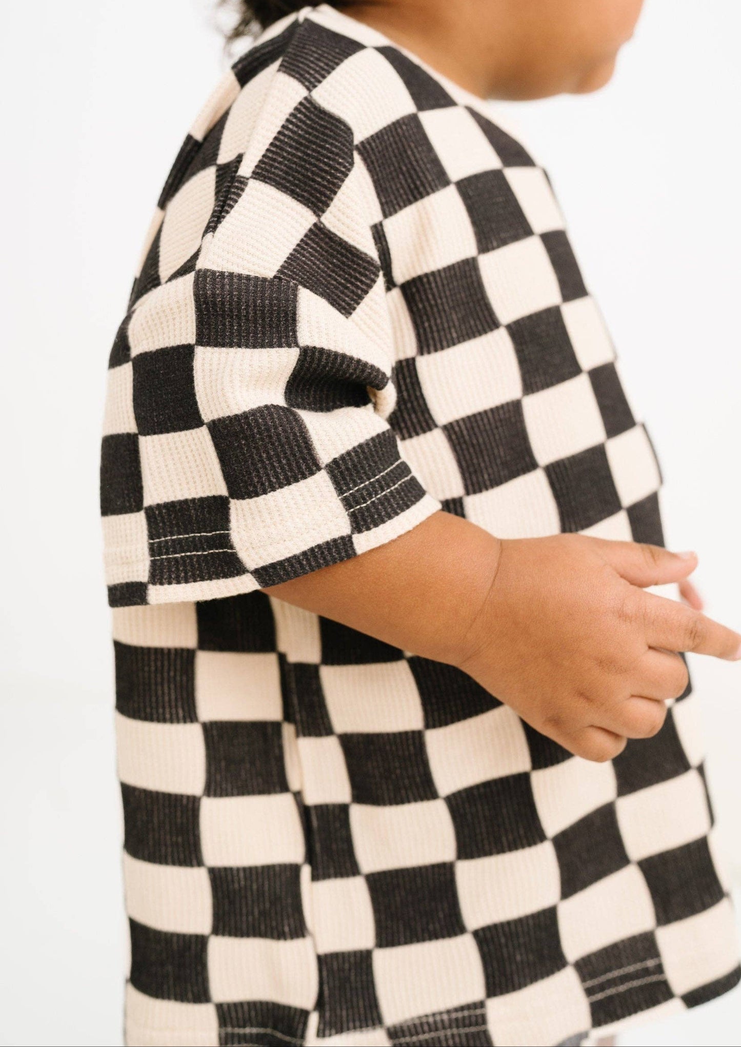 Black Checkered Waffle Bamboo Sleepwear Lounge and shorts set:
