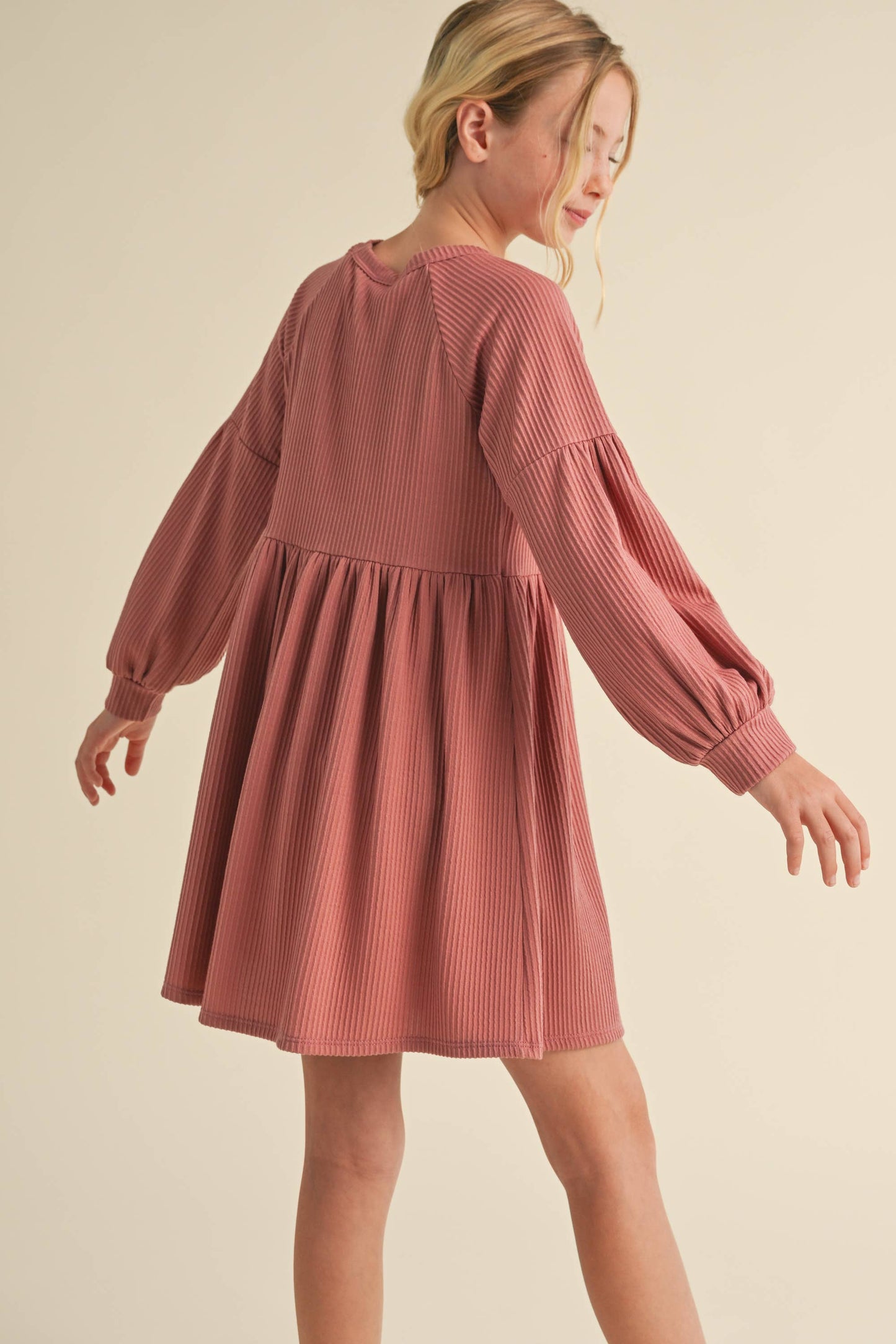 LONG SLEEVE KNIT DRESS NEW MAUVE