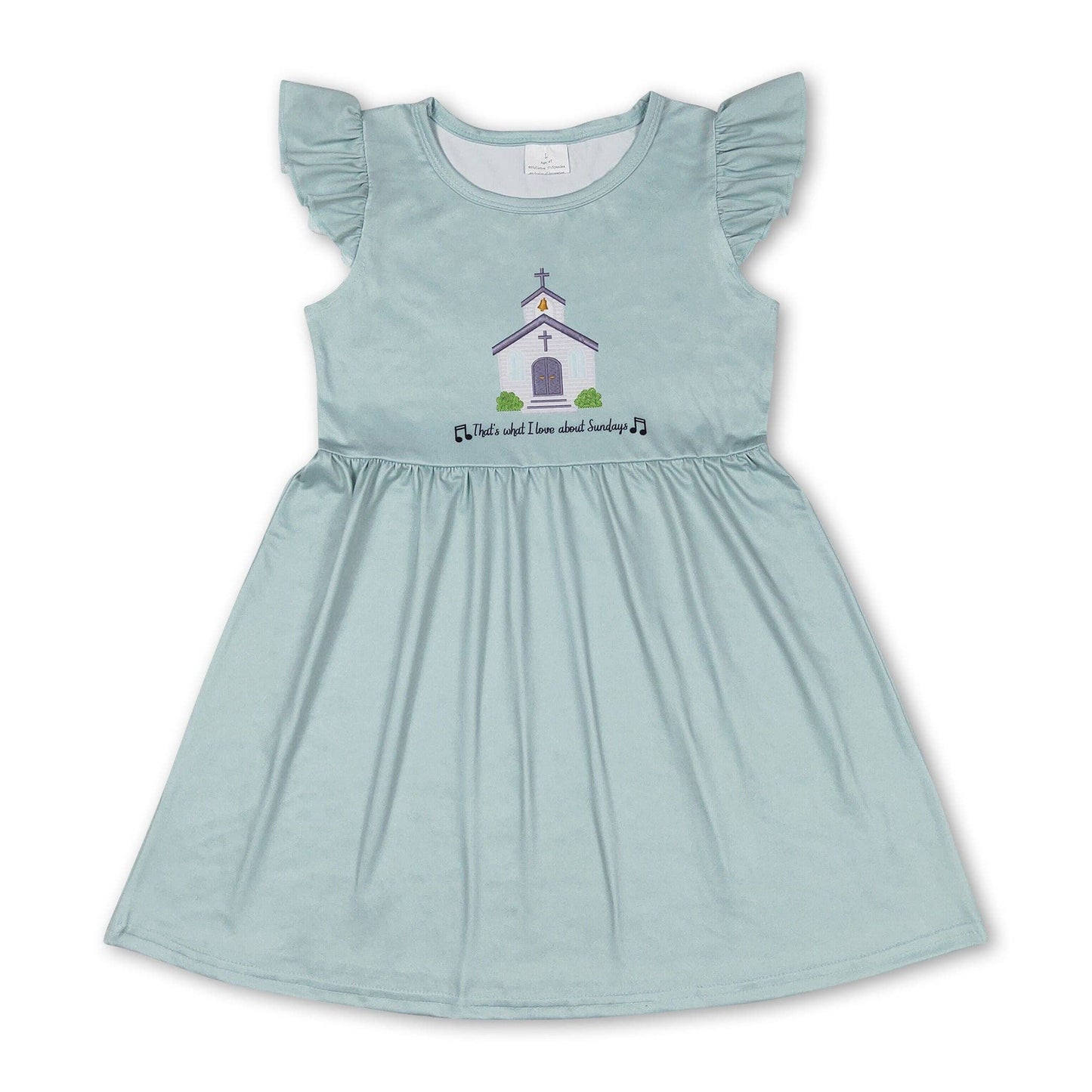 Flutter sleeves church cross kids girls Dress