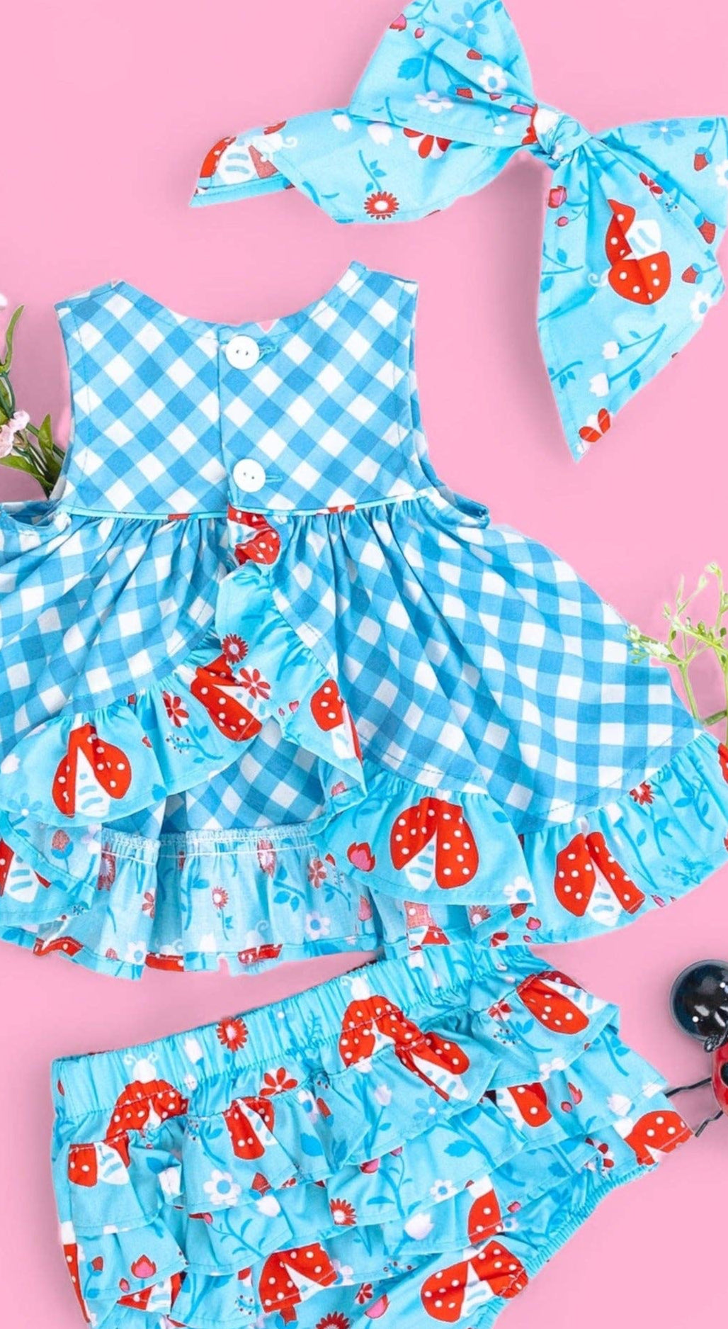 Lady Luck Lady Bug Appliquéd Swing Top & Ruffle Bloomer Set