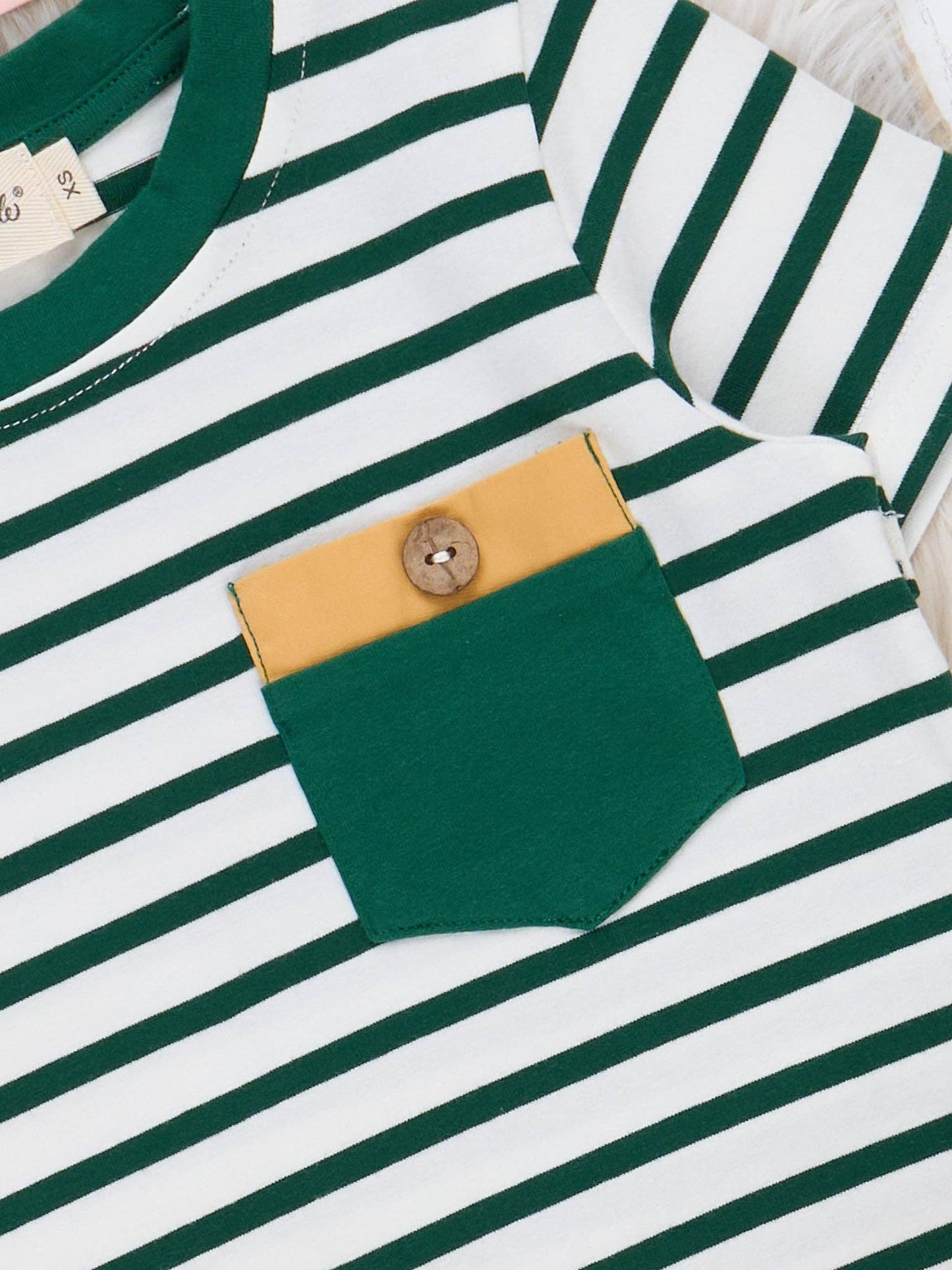 Striped Pocket Outfit Green and Gold Boy