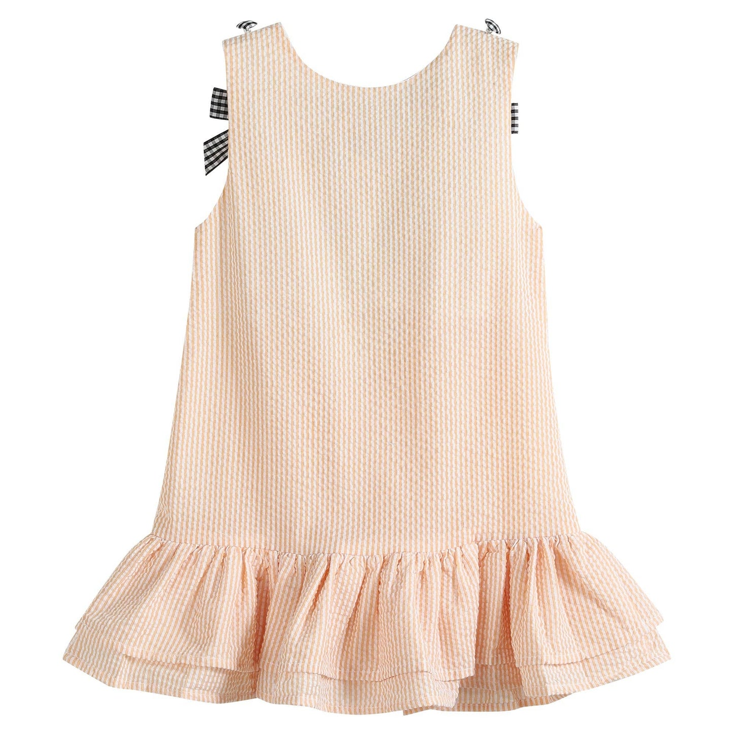 Orange Seersucker Halloween Boo Ruffle Dress-Lil Cactus