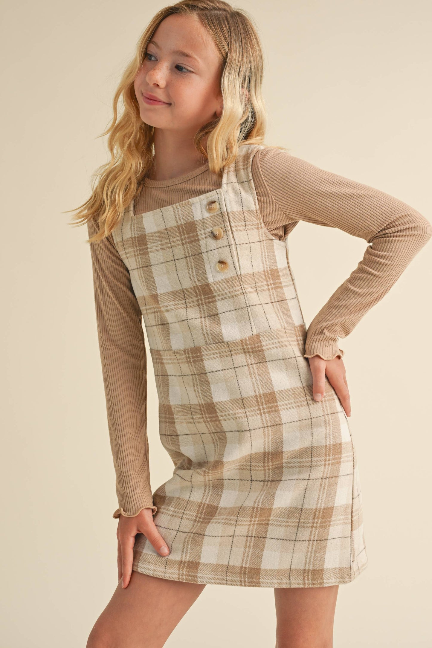 TWEEN KIDS GIRLS PLAID SHEATH DRESS-JUMPER