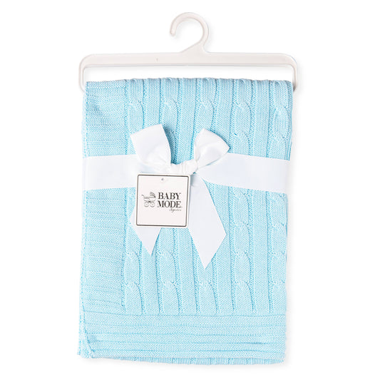 Blue Cable Knit Blanket