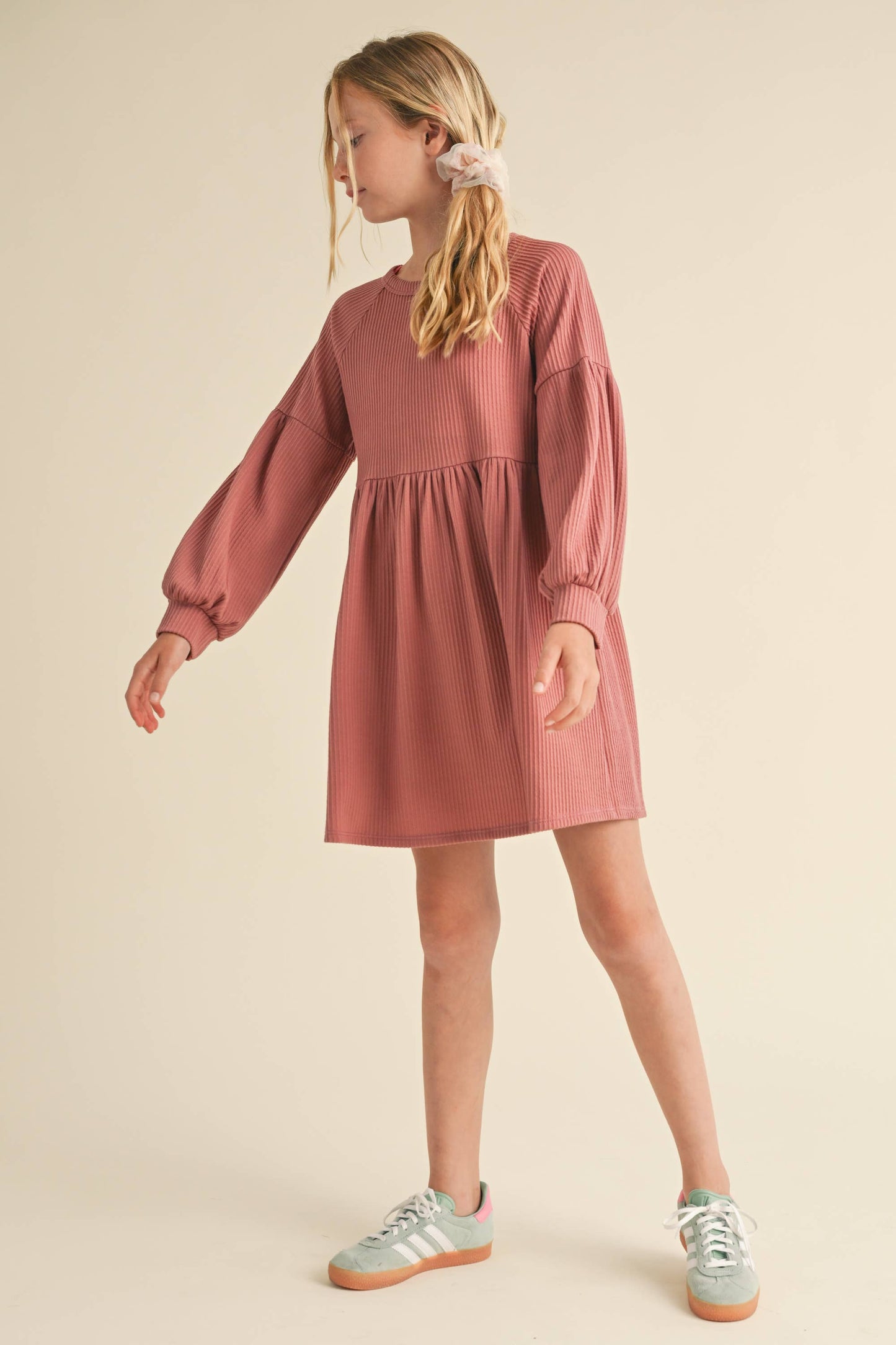 LONG SLEEVE KNIT DRESS NEW MAUVE