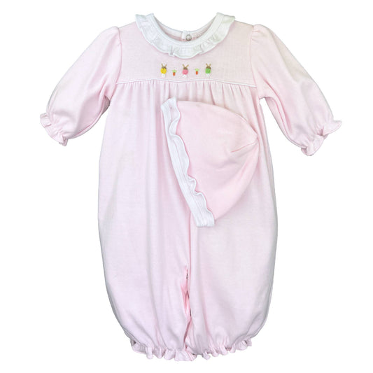 Bullion Bunny Knit Convertible Gown/Romper/Sleeper: Newborn