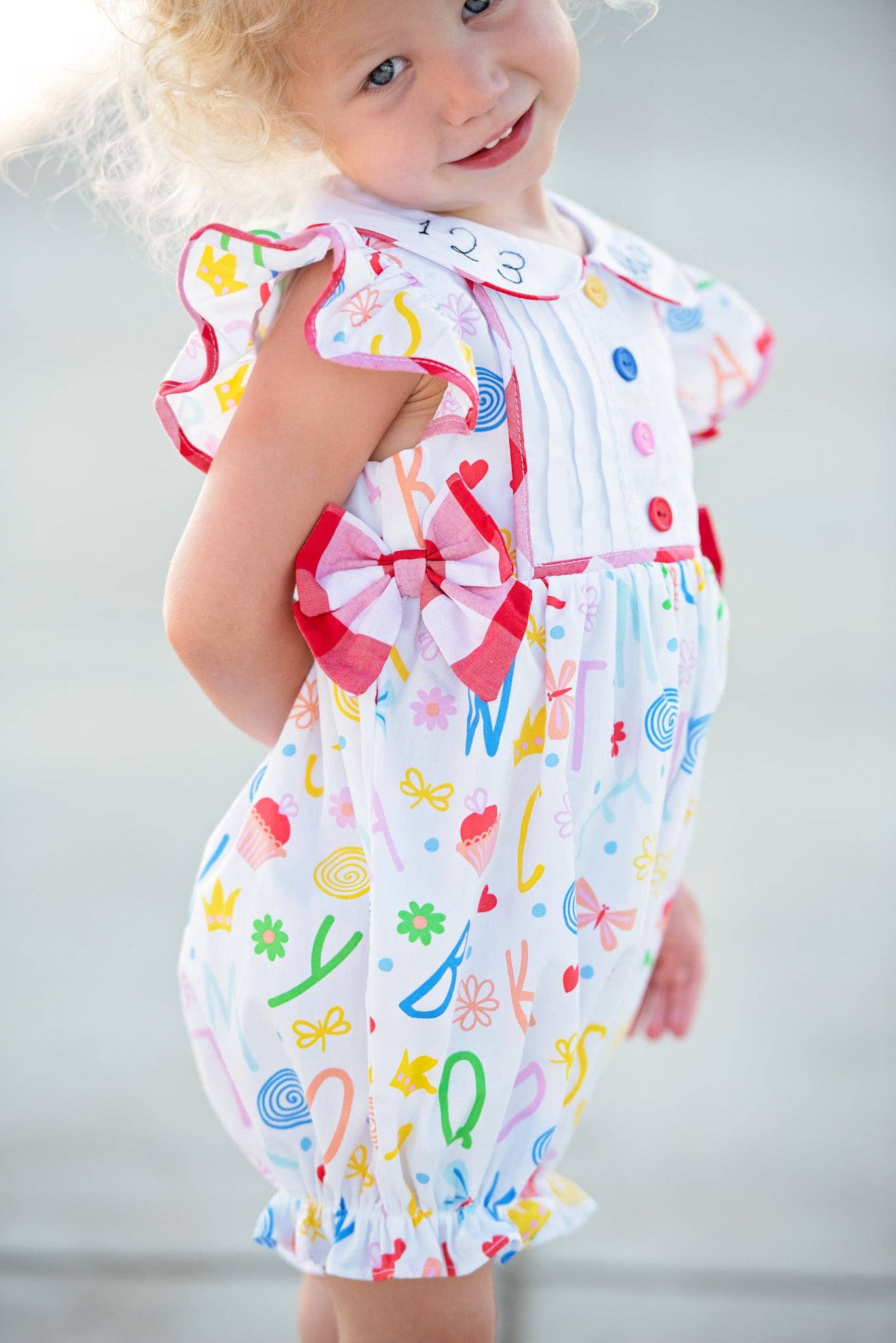 ABCs & 123s Alphabet Print Embroidered Collar Bubbles