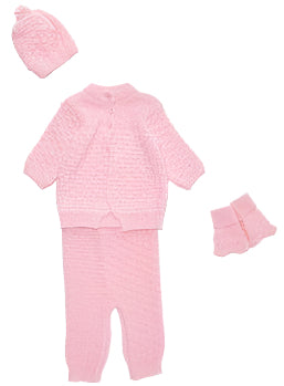 4 Piece Boxed Pink Knit Layette Set