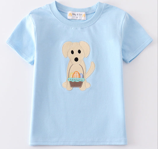 Premium Blue Dog Applique' Boy Shirt