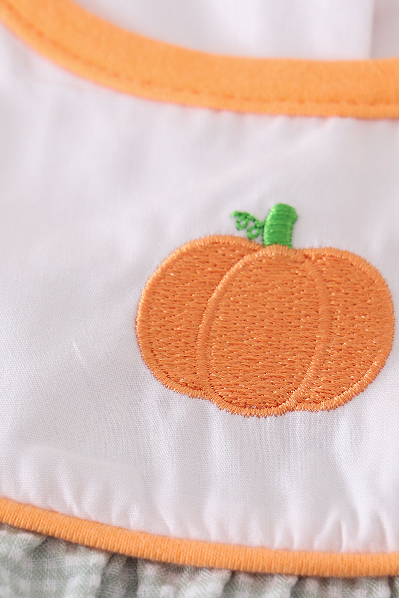 PREMIUM GREEN PUMPKIN EMBROIDERY GIRL SET