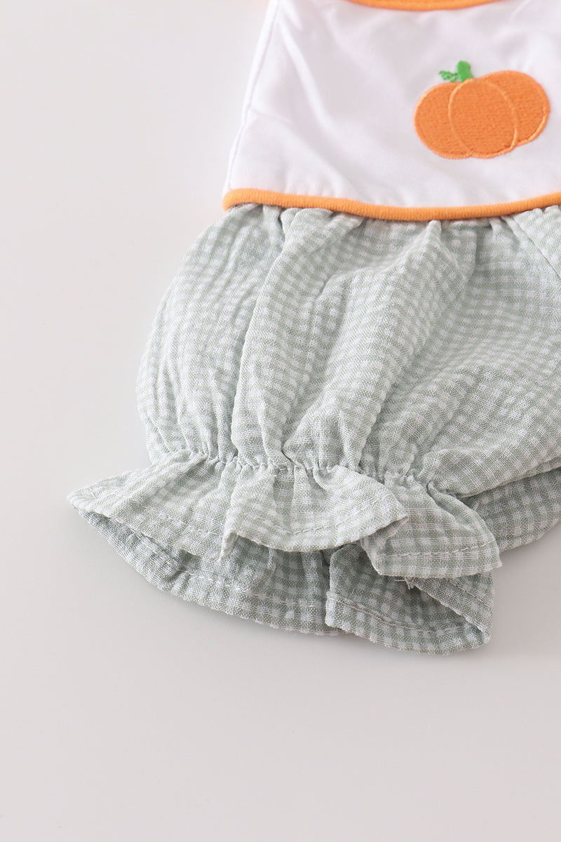PREMIUM GREEN PUMPKIN EMBROIDERY GIRL SET