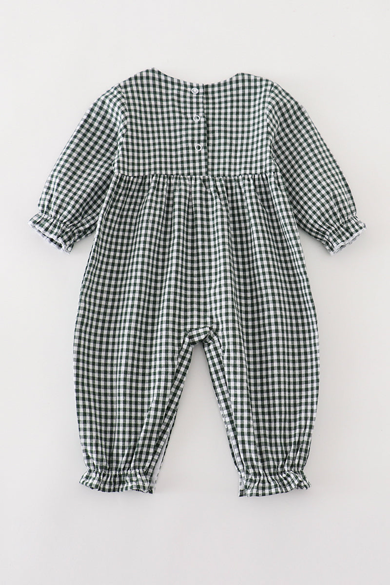 GREEN GINGHAM GIRL ROMPER *Perfect for Monogram*