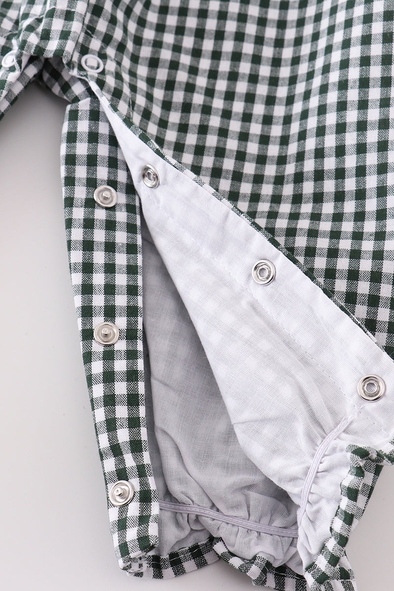 GREEN GINGHAM GIRL ROMPER *Perfect for Monogram*