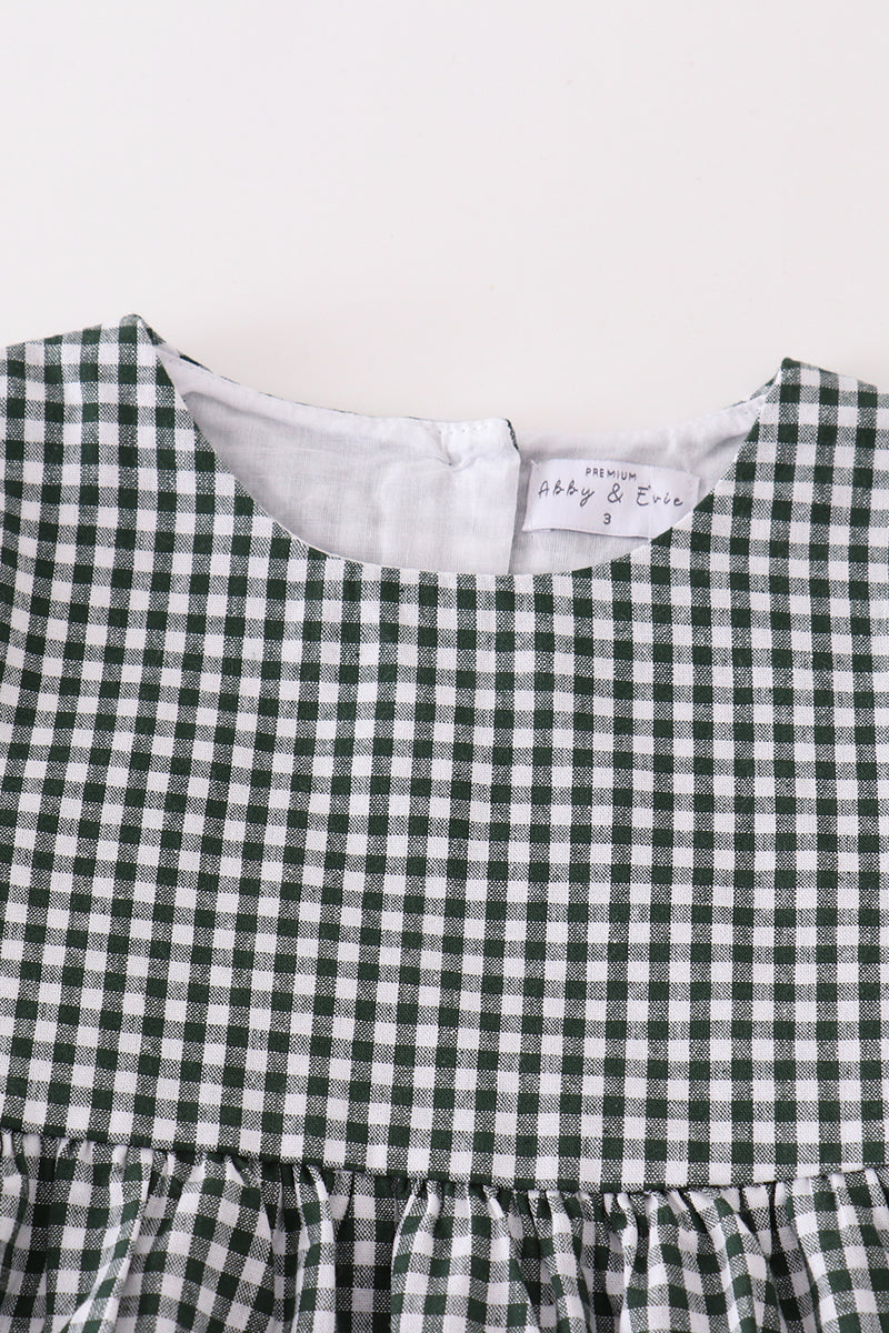 GREEN GINGHAM GIRL ROMPER *Perfect for Monogram*
