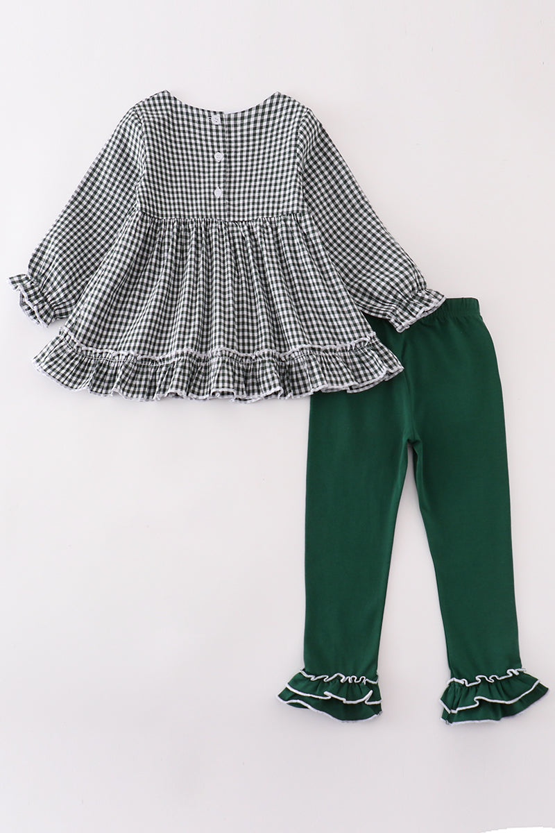 GREEN GINGHAM GIRL RUFFLE SET *Perfect for Monogram*
