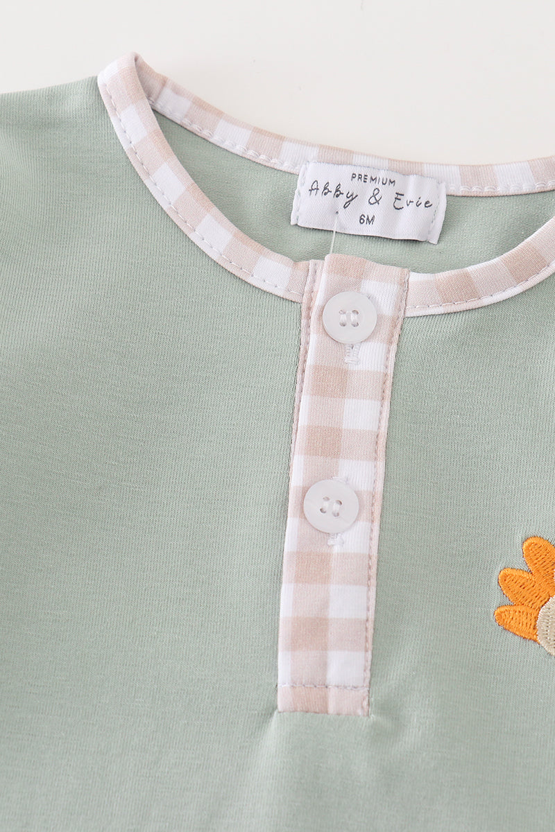 GREEN TURKEY EMBROIDERY BOY TOP