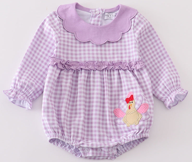 PURPLE TURKEY APPLIQUE GIRL BUBBLE