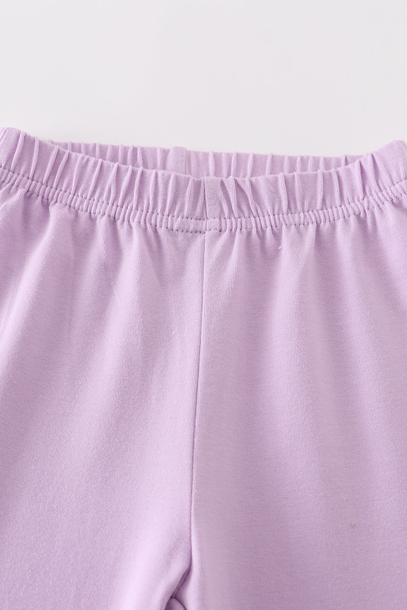 PURPLE TURKEY APPLIQUE GIRL PANTS SET