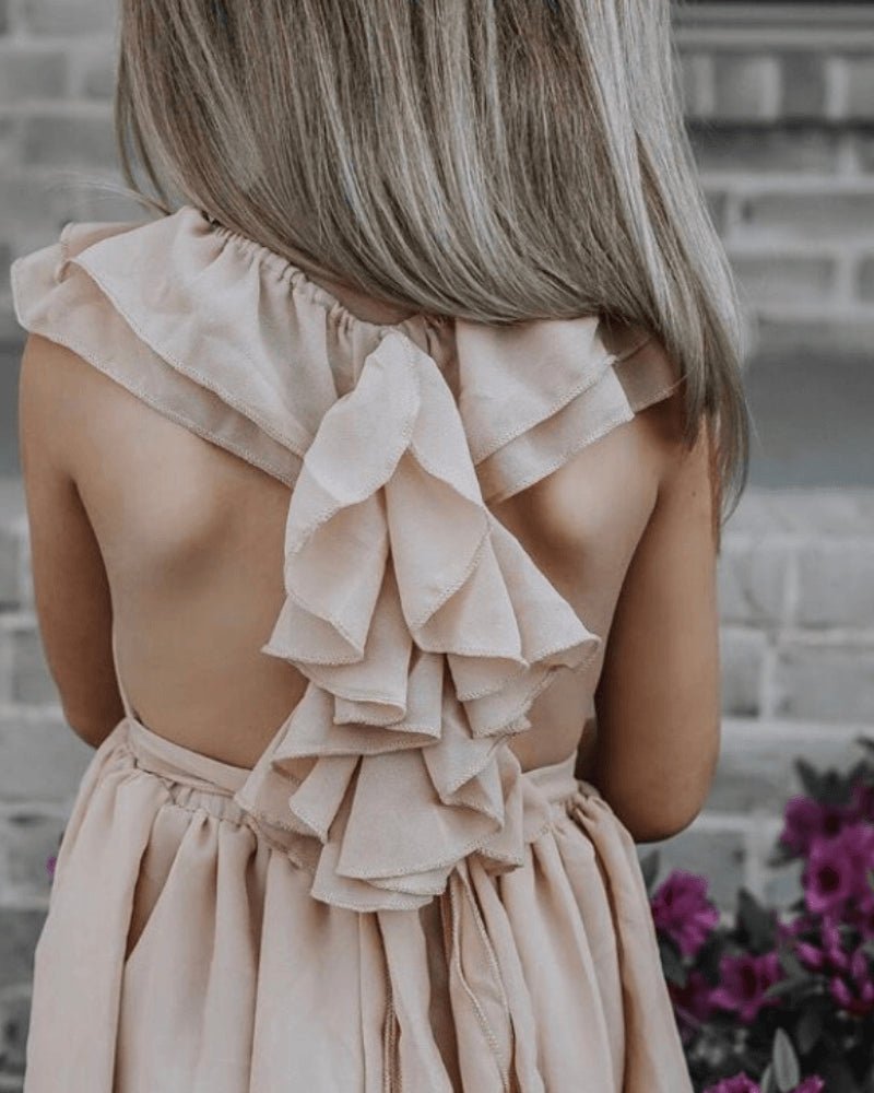 Nellie Ruffle Maxi Dress-Champagne