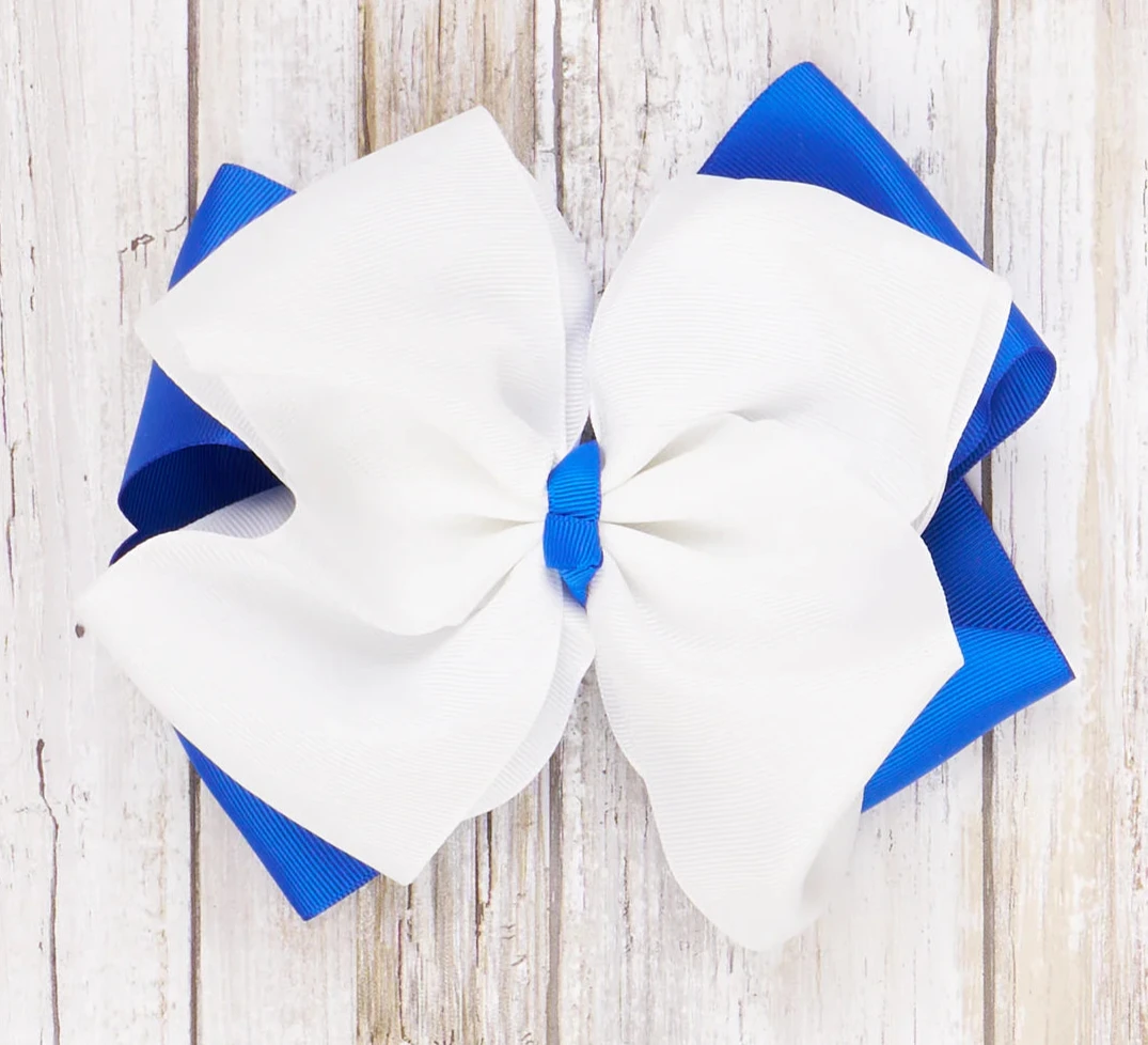 Grosgrain Team Bow Blue and White