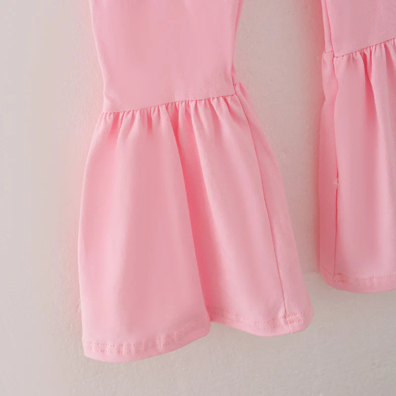 Girls Halloween Ghost Pink & White Embroidery Outfit Set