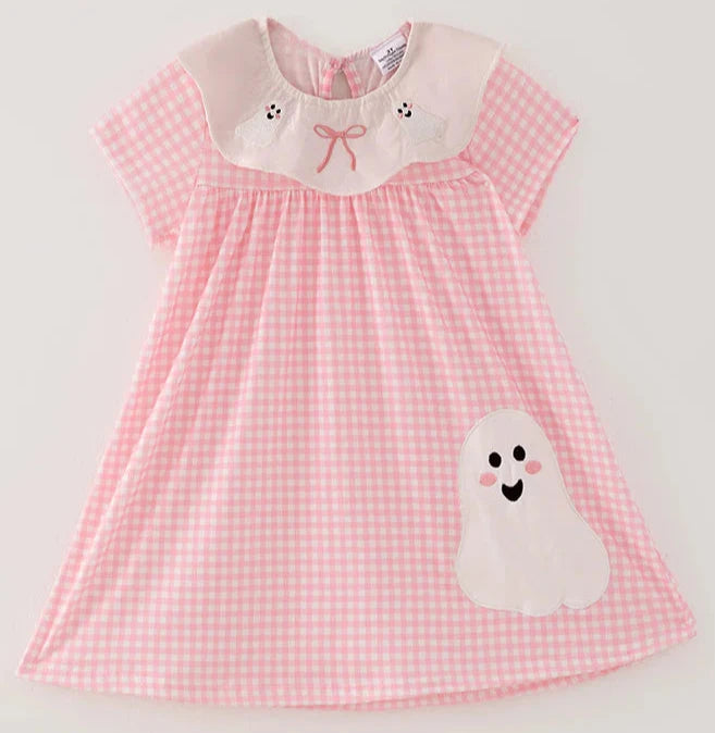 Girls Halloween Ghost Appliqué and Embroidery Dress