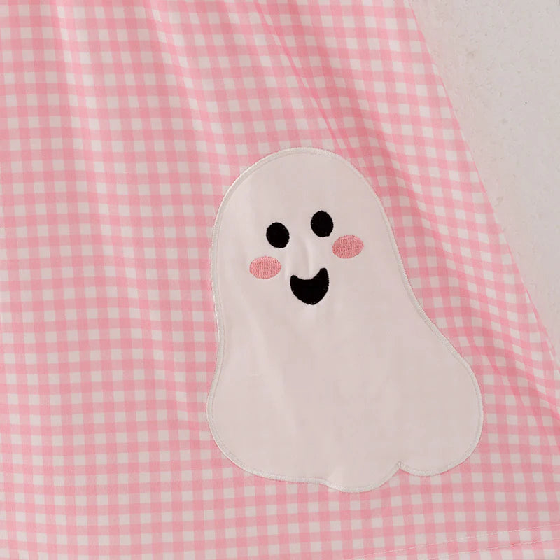Girls Halloween Ghost Appliqué and Embroidery Dress