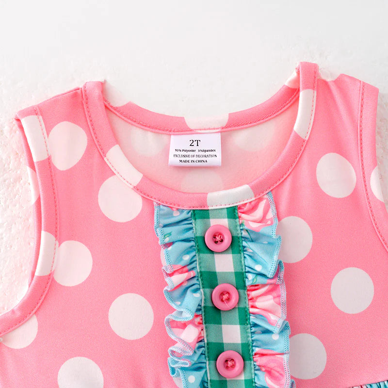 GIRLS SPRING AND SUMMER PINK DOT PRINT OUTFIT SET 4T