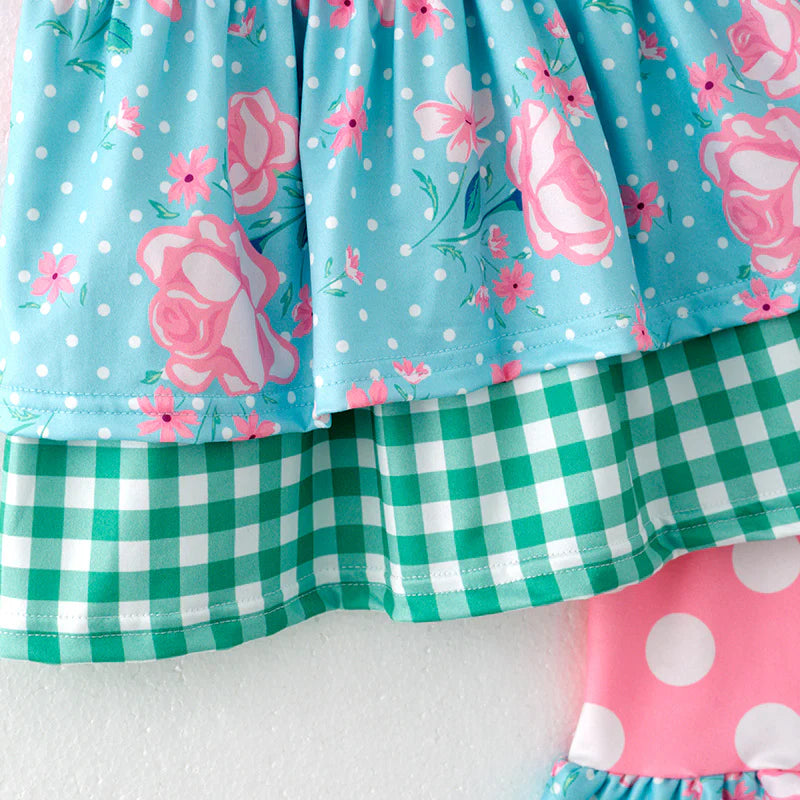 GIRLS SPRING AND SUMMER PINK DOT PRINT OUTFIT SET 4T