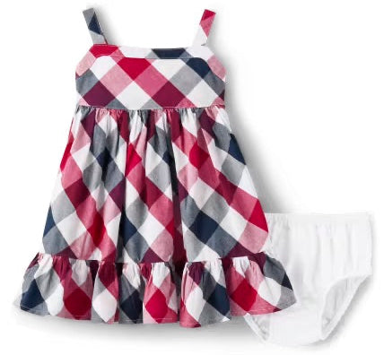 Baby Girl plaid ruffle dress. An American beauty!