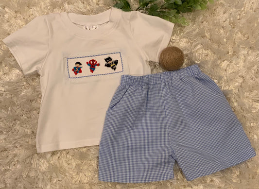 Smocked Super Hero Short Set