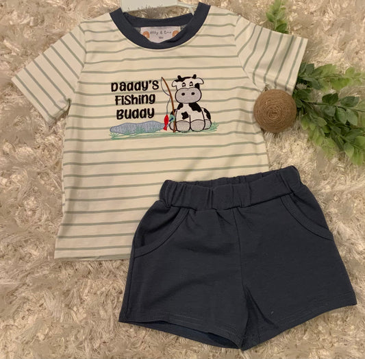 Applique Fishing Bobby T-shirt and Short Set