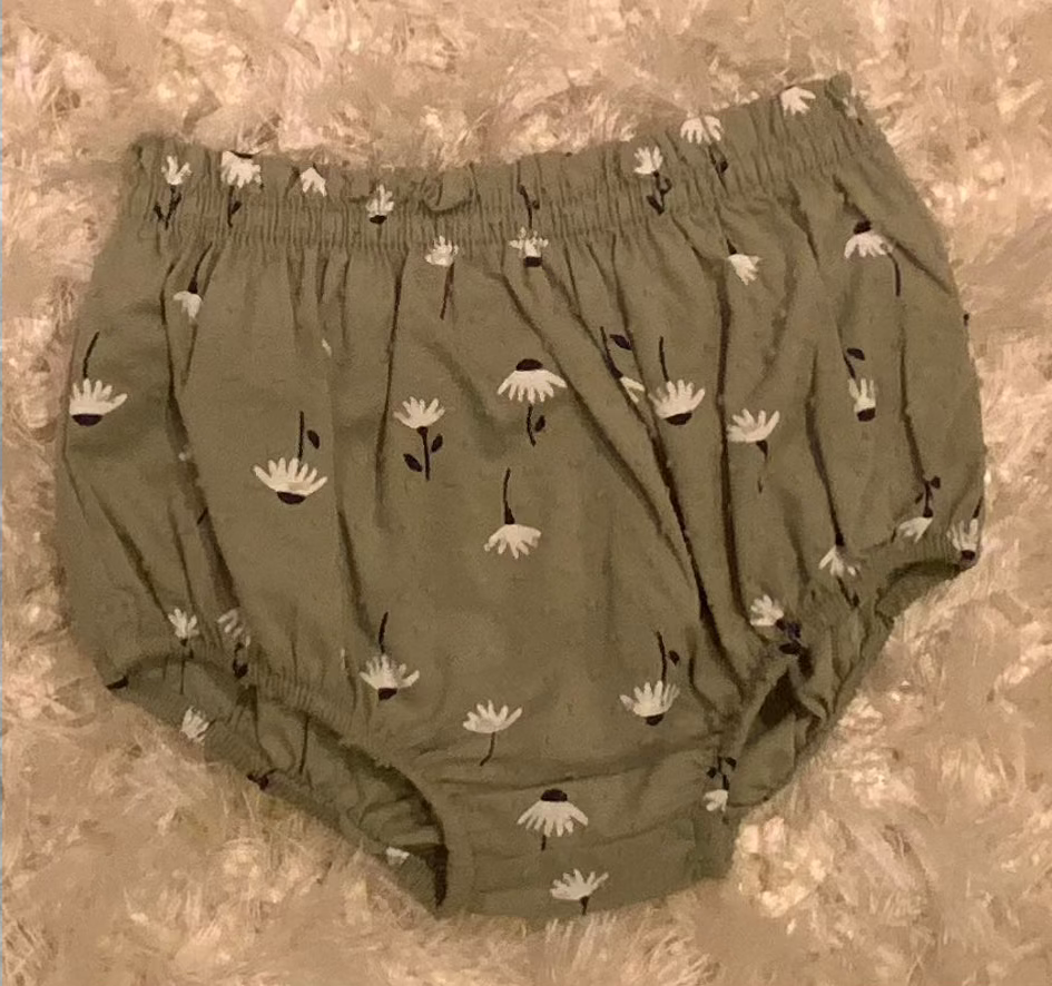Baby Flower and Sage Green 2 Pc Diaper Set