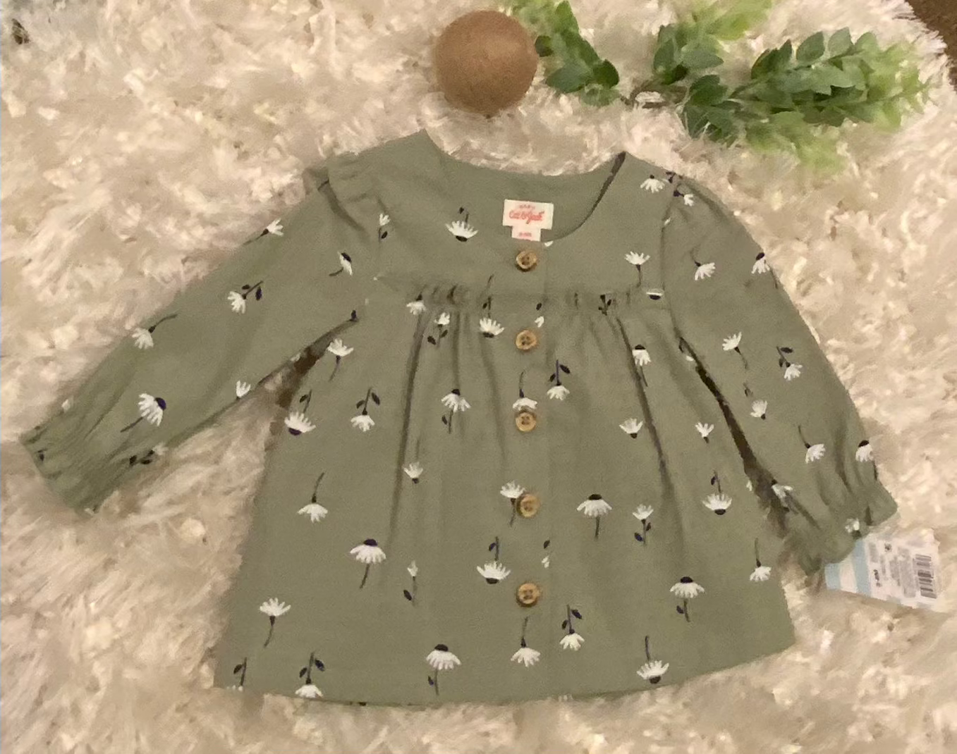 Baby Flower and Sage Green 2 Pc Diaper Set