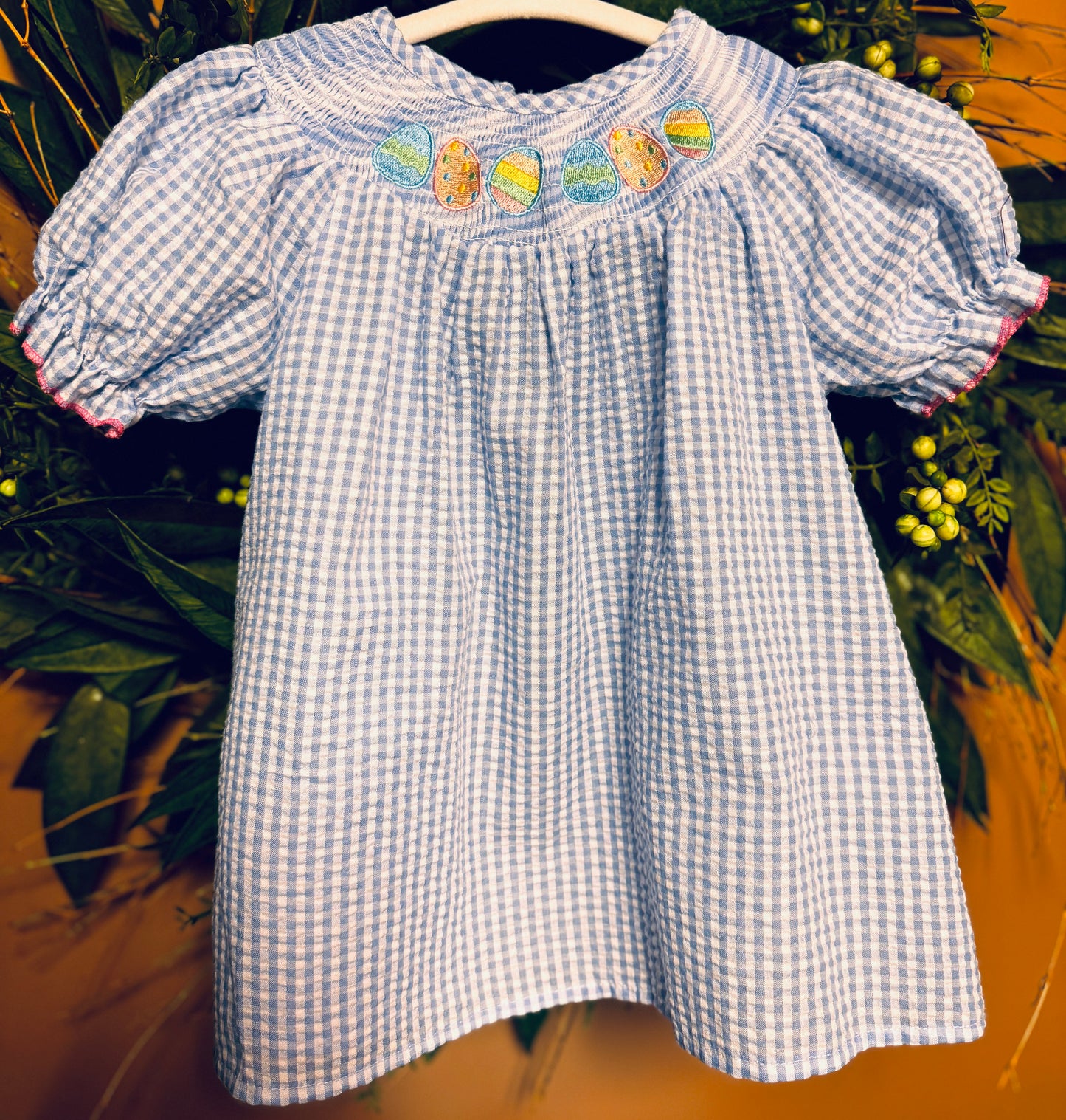 Spring Easter Egg Embroidery Smocking Girls Dress 12-18M