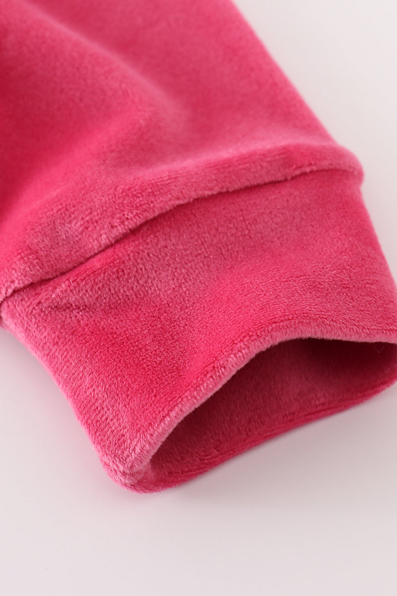 Hot Pink Velvet Romper