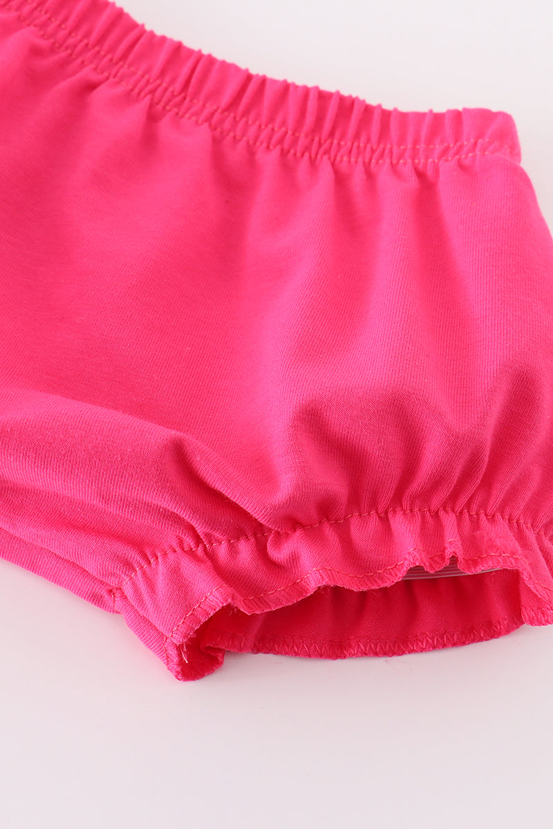 PINK BARBIE EMBROIDERY GINGHAM GIRL BLOOMER SET