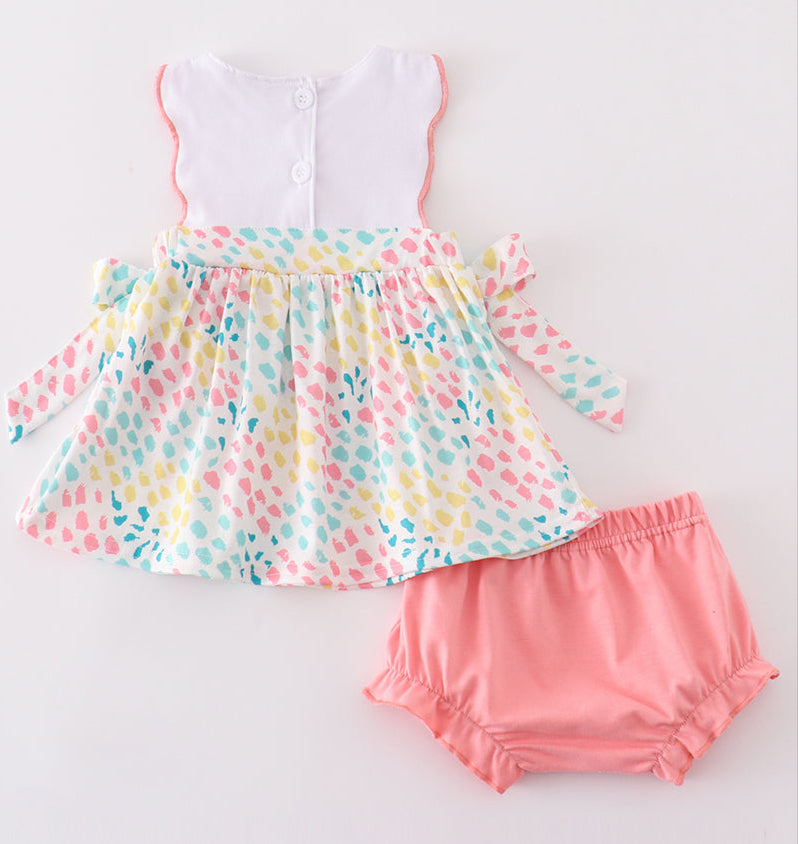PASTEL LEOPARD  GIRL BLOOMER SET