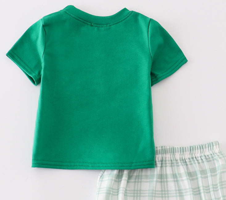GREEN FARM EMBROIDERY SMOCKED BOY SHORT SET