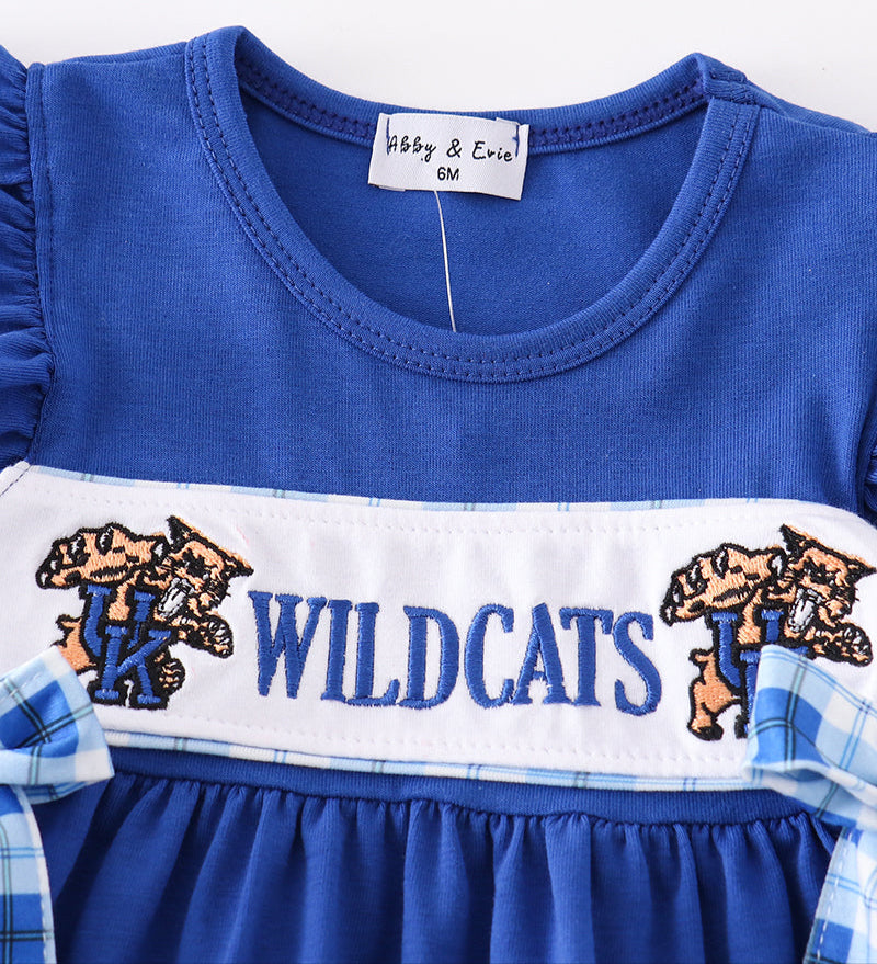 BLUE WILDCATS EMBROIDERY GIRL BLOOMER SET