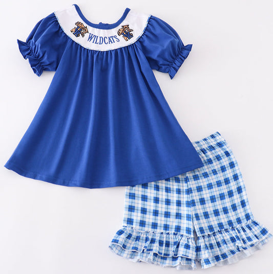 BLUE WILDCATS EMBROIDERY GIRL Short SET