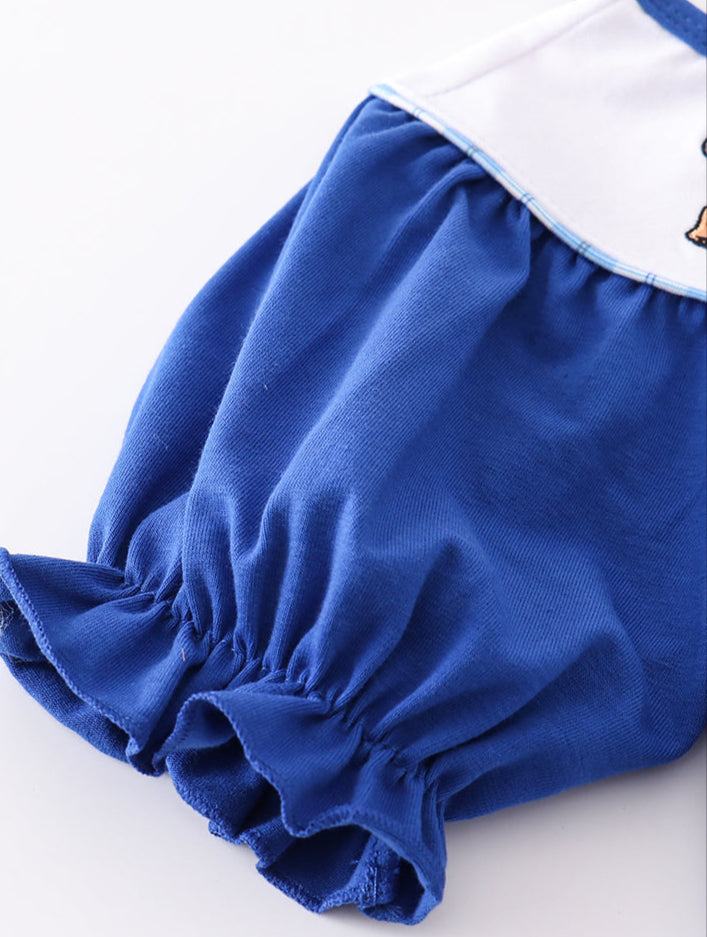 BLUE WILDCATS EMBROIDERY GIRL Short SET