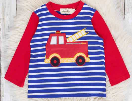 Blue Stripes & Red Fire Engine Shirt
