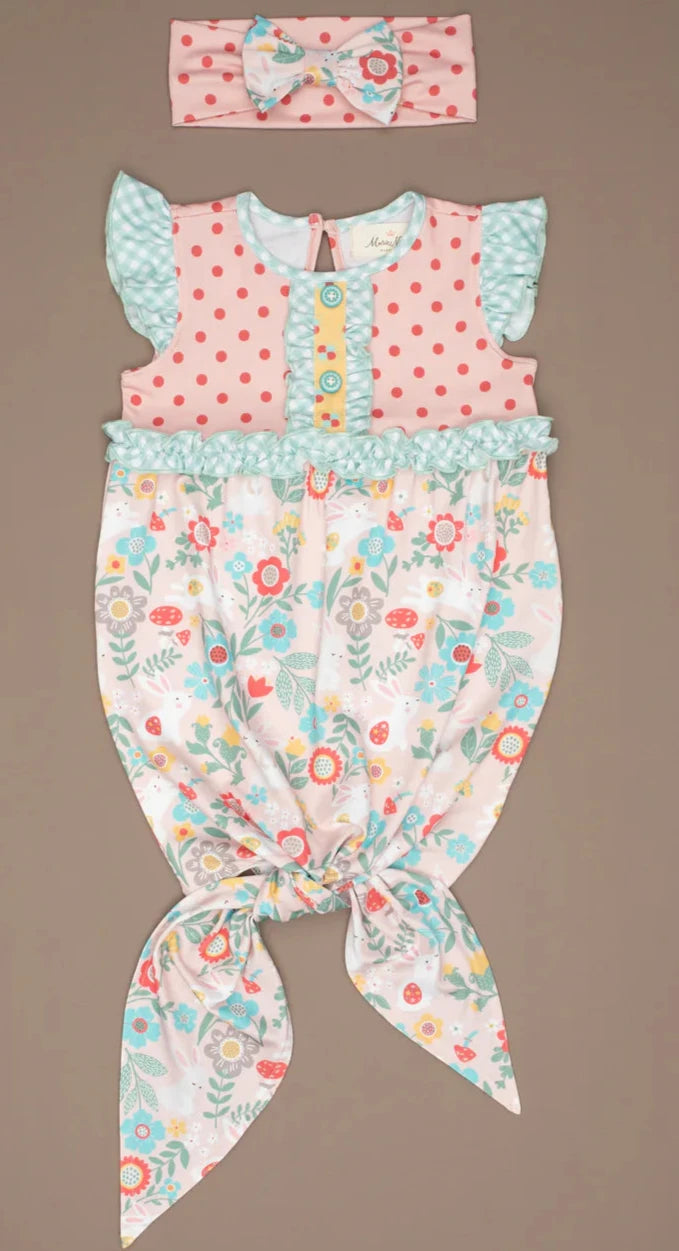 Lilly Belle Cottontail Knot Gown W/ Headband 3-6M