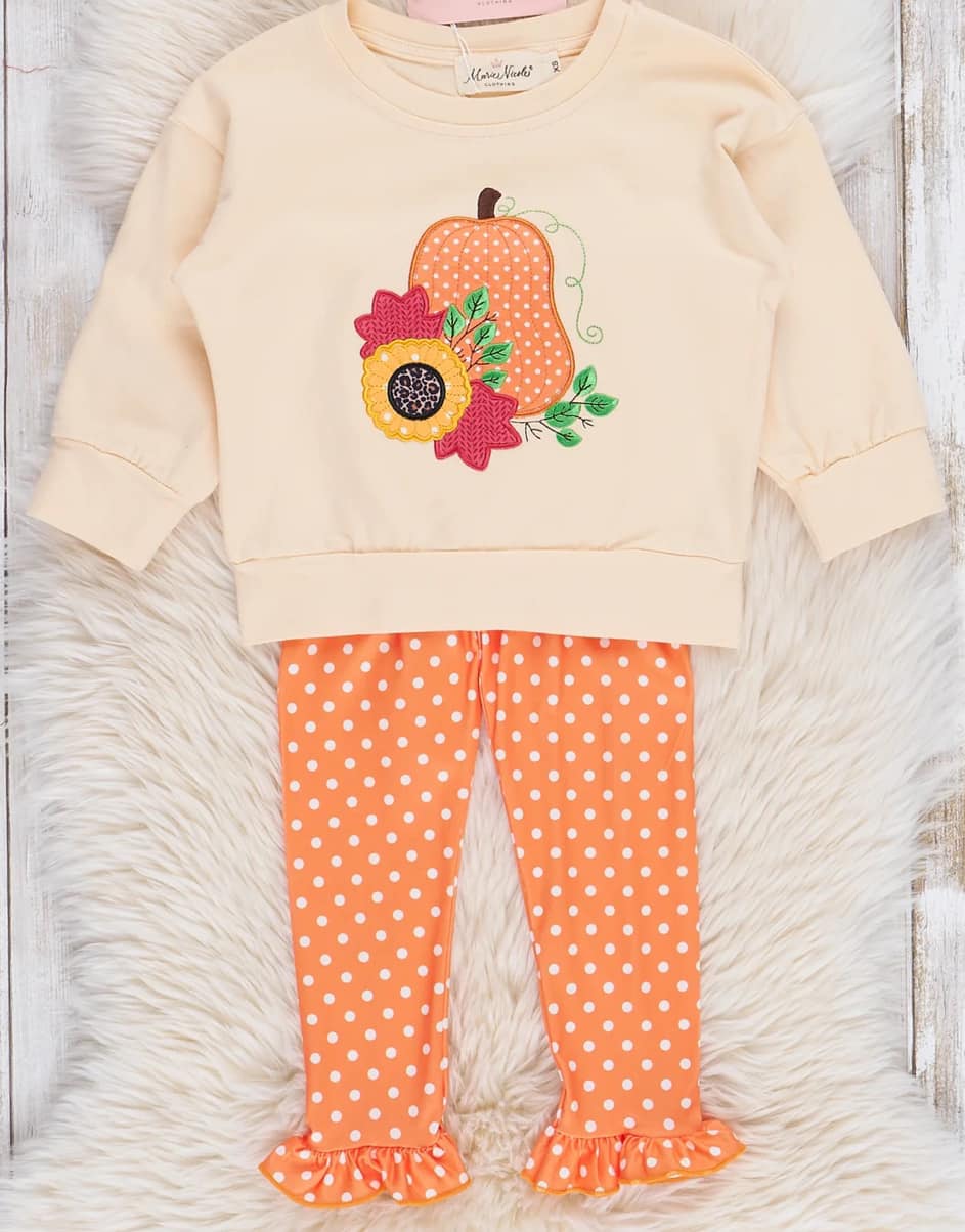 Orange Dot Fall/Pumpkin Sweatshirt Set