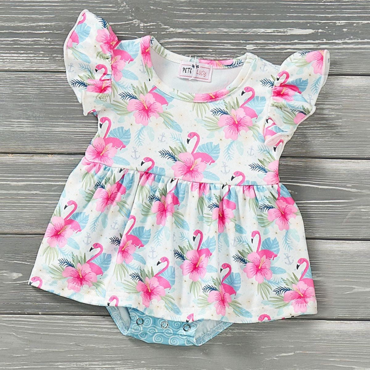 Baby Girl Flamingo and Blue Bubble; 18-24M
