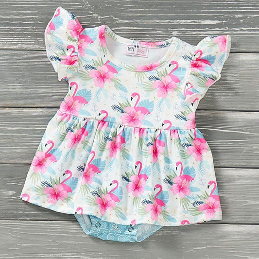 Baby Girl Flamingo and Blue Bubble; 18-24M